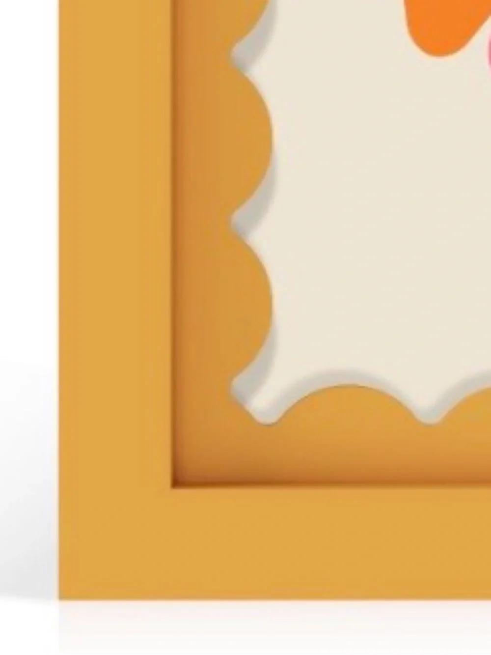 MDF Wood Picture Frame Real Glass w 3D Wavy Cardstock Mat 6x8” MUSTARD YELLOW